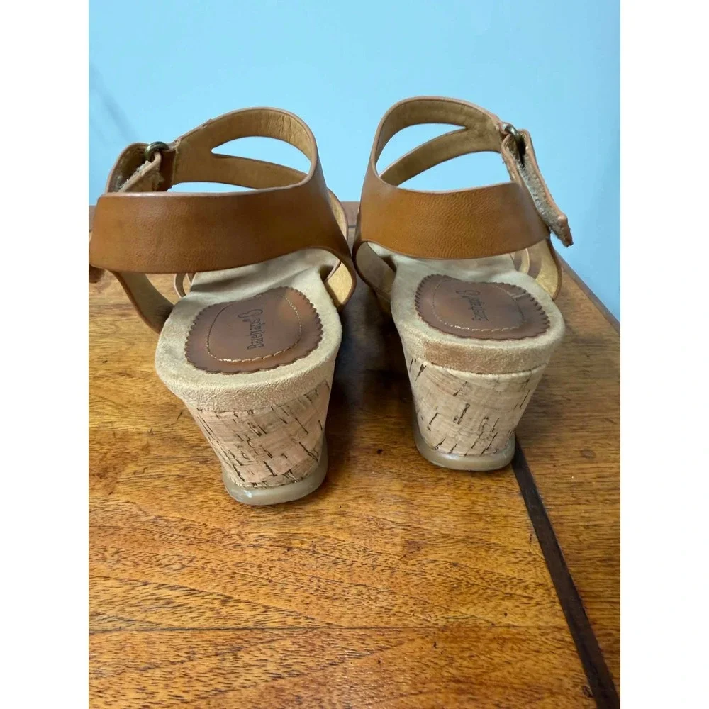 Baretraps Women's 9M Freesia Cognac Brown Strappy Cork Wedge Sandals BTS20-10705